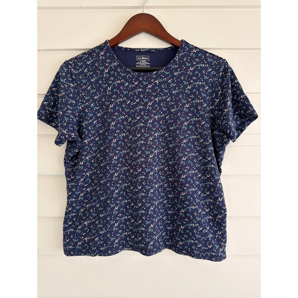Vintage L.L. Bean cottagecore prairie floral scoopneck tee soft cotton romantic